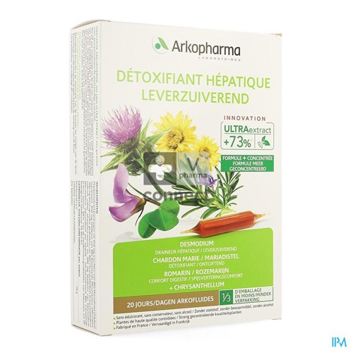 Arkofluide Détoxifiant Hépatique Bio 10 ml 20 Ampoules