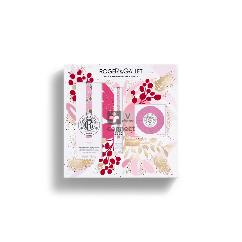 Roger&gallet Kerstset Rose 3 Prod.