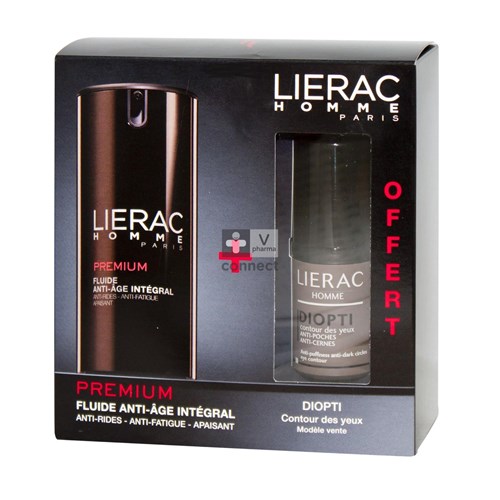 Lierac Coffret Premium Homme Fluide Anti Age Intégral 40 ml + Diopti Contour des Yeux 15 ml Gratis