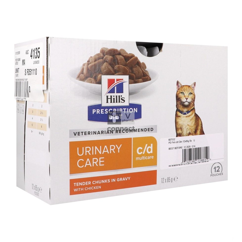 Hills Prescription Diet C/D Feline 12 Sachets Repas Poulet
