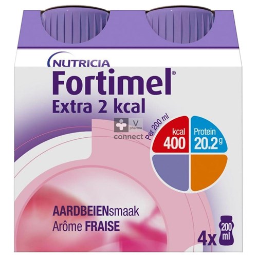 Fortimel Extra 2kcal Aardbei 4x200ml