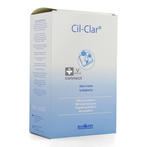 Cil Clar Nettoyage des Paupières Solution 100 ml + 100 Compresses