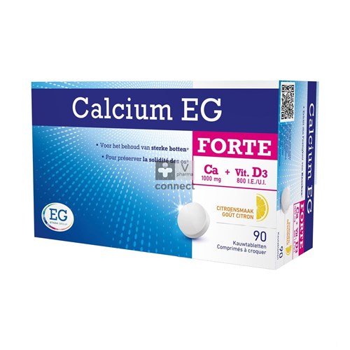 Calcium D EG Forte 1000Mg/800Ie Citroen Kauwtabl90