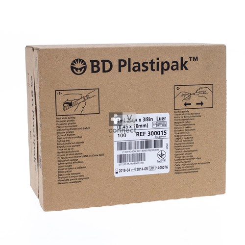 Bd Plastipak Spuit+nld Tuberc.1ml+26g 3/8 1 303176