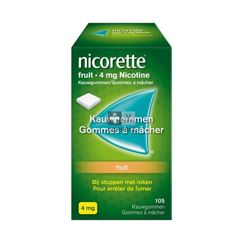 Nicorette Fruit 4 mg Gomme à Macher 105 Pièces