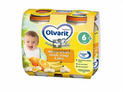 Olvarit Gemengd Fruit Banaan-sinaas-peer 6m 2x200g