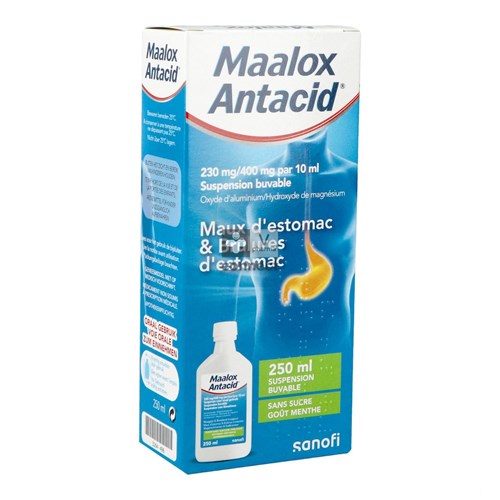 Maalox Antacid 230mg/400mg/10ml Susp Oraal 250ml