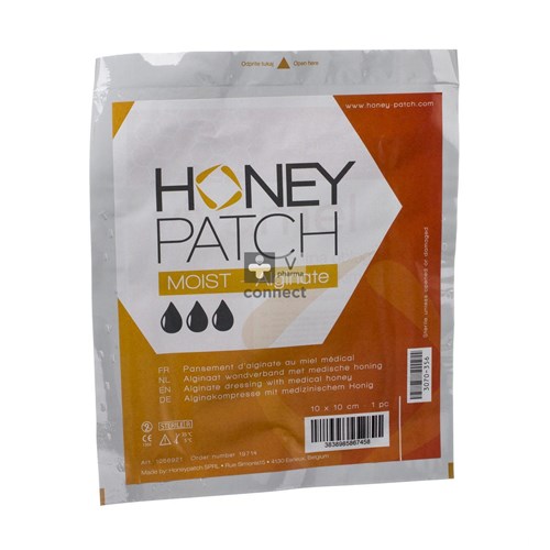 Honeypatch Moist Pansement d' Alginate Imprégné de Miel Médical 10 x 10 Cm