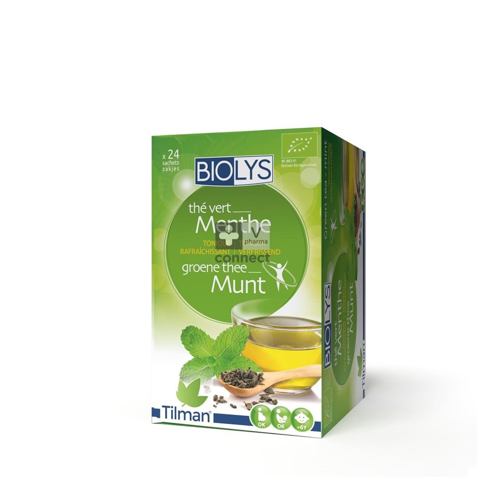 Biolys Kruidenthee Groene thee-munt 24 zakjes