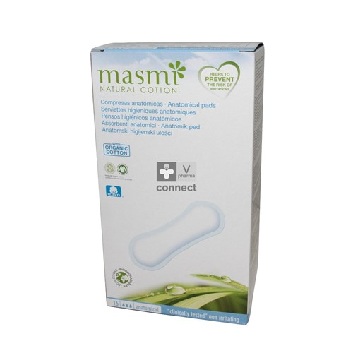 Masmi Serviette Hygiénique Anatomique 100% Coton 16 Pièces