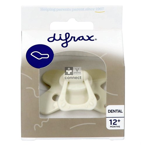 Difrax Sucette Dental 12+ Creme/Popcorn