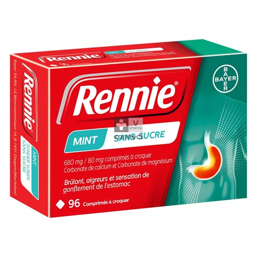 Rennie Mint Z/suiker Kauwtabl 96