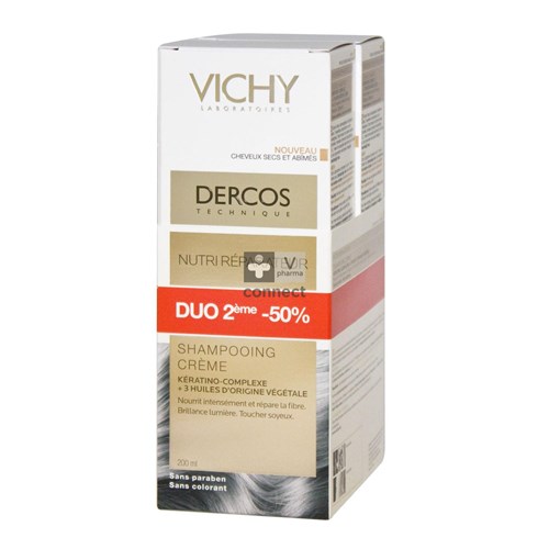 Vichy Dercos Shampooing Crème Nutri Réparateur 2 x 200 ml Promo