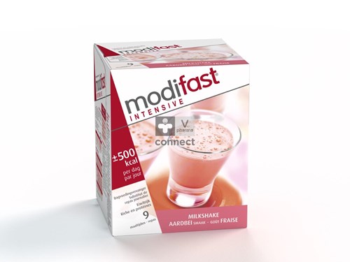 Modifast Intensive Milkshake Aardbei Zakje 9