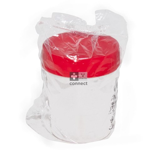Pot Urine Stérile 100 ml avec Capuchon Rouge 1 Pièce