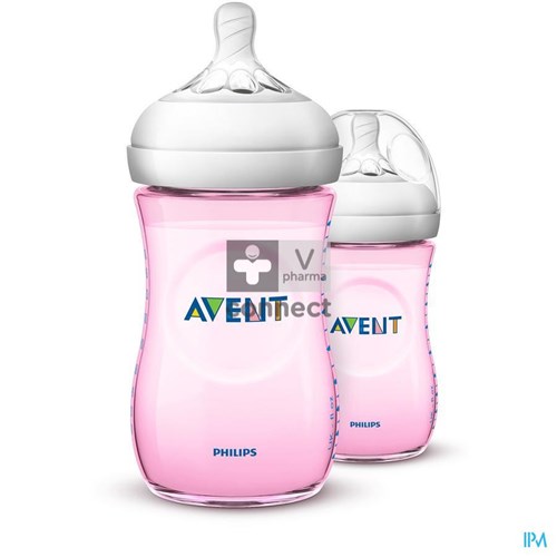 Philips Avent Natural 2.0 Zuigfles 260ml Roze Duo SCF034/27