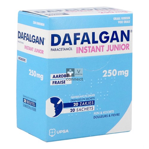 Dafalgan Instant Junior Aardbei 250mg Gran Zakje20