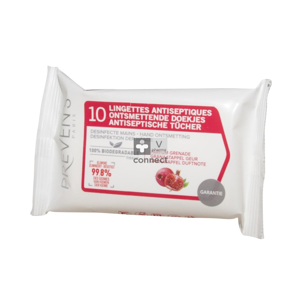 Preven's Antiseptische doekjes Granaatappel Pocket 10 stuks