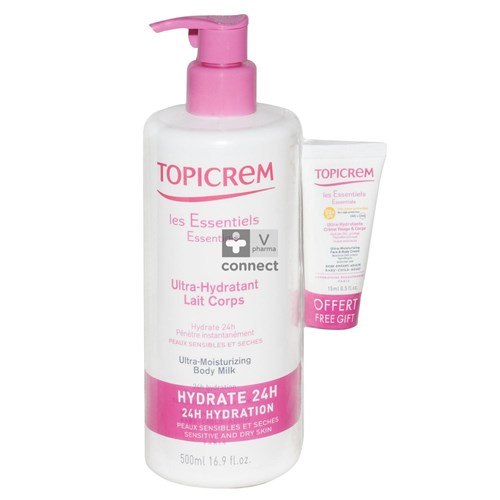 Topicrem Ultra Hydratant Corps 500 ml + Echantillon SPF50 15 ml Prix Promo