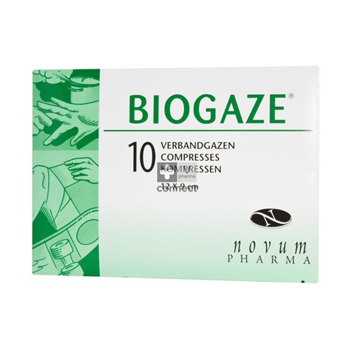Biogaze Compresses 12 cm x 9 cm 10 Pièces