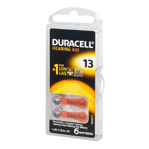 Duracell Easytab Pile Pour Appareil Auditif DA13 1.4v 6 Pièces