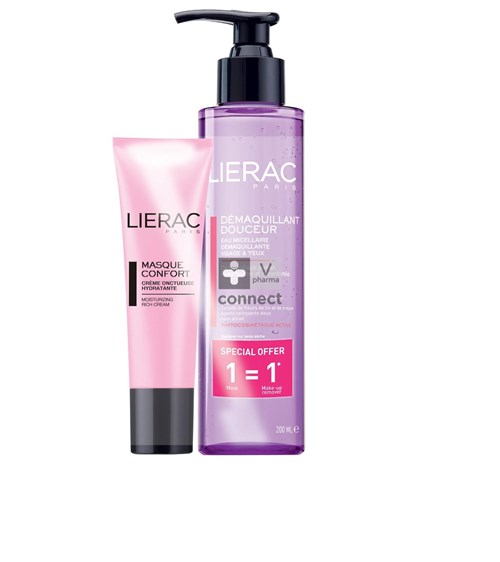 Lierac Masque Confort Crème Onctueuse 50 ml + Démaquillant Douceur Eau Micellaire 200 ml Gratuit