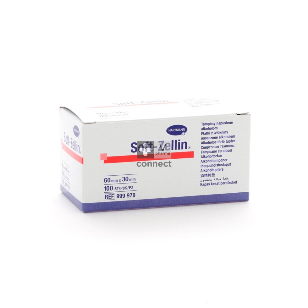 Soft ZellinTampons Alcooliques 60 mm x 30 mm 100 Pieces