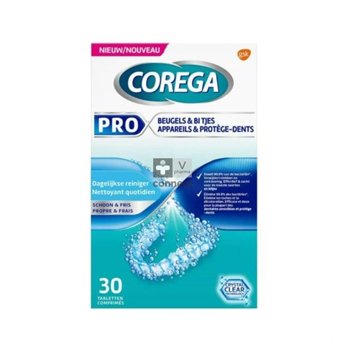 Corega Pro Appareils et Protège Dents 30 Comprimés