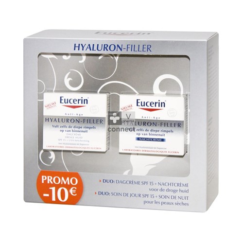Eucerin Hyaluron Filler Coffret Crème de Jour Peaux Sèches + Crème de Nuit Promo : -10 €
