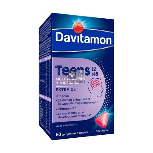 Davitamon Teens Fraise 60 Comprimés