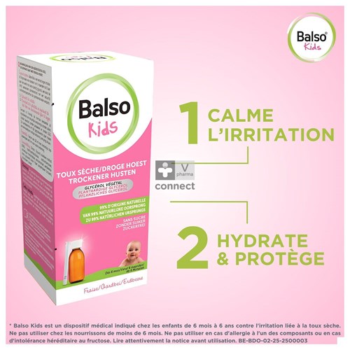 Balso Kids Hoestsiroop Z/suiker 125ml + Pipet Nf
