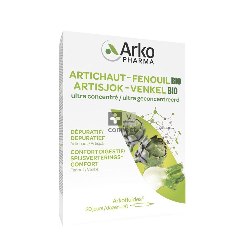 Arkofluide Artichaut Fenouil Bio 20 Ampoules