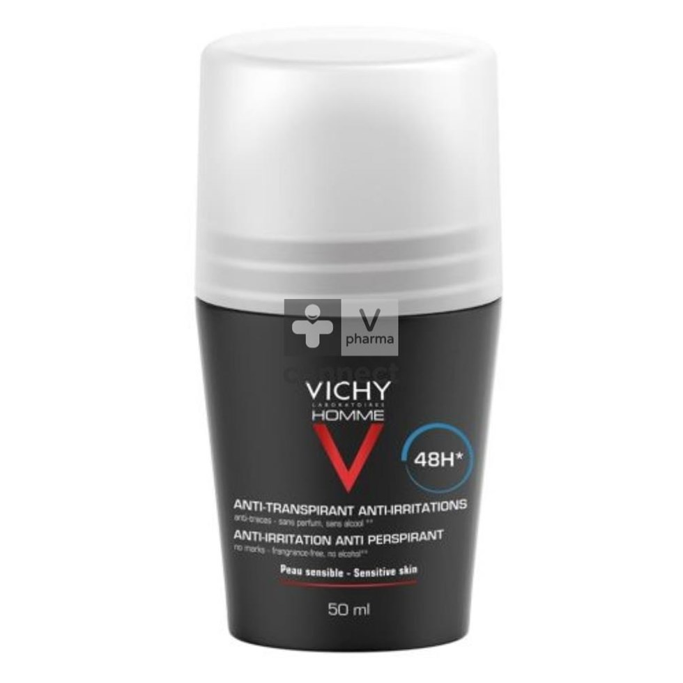 Vichy Homme Deo Roller Gevoelige Huid 48u 50ml