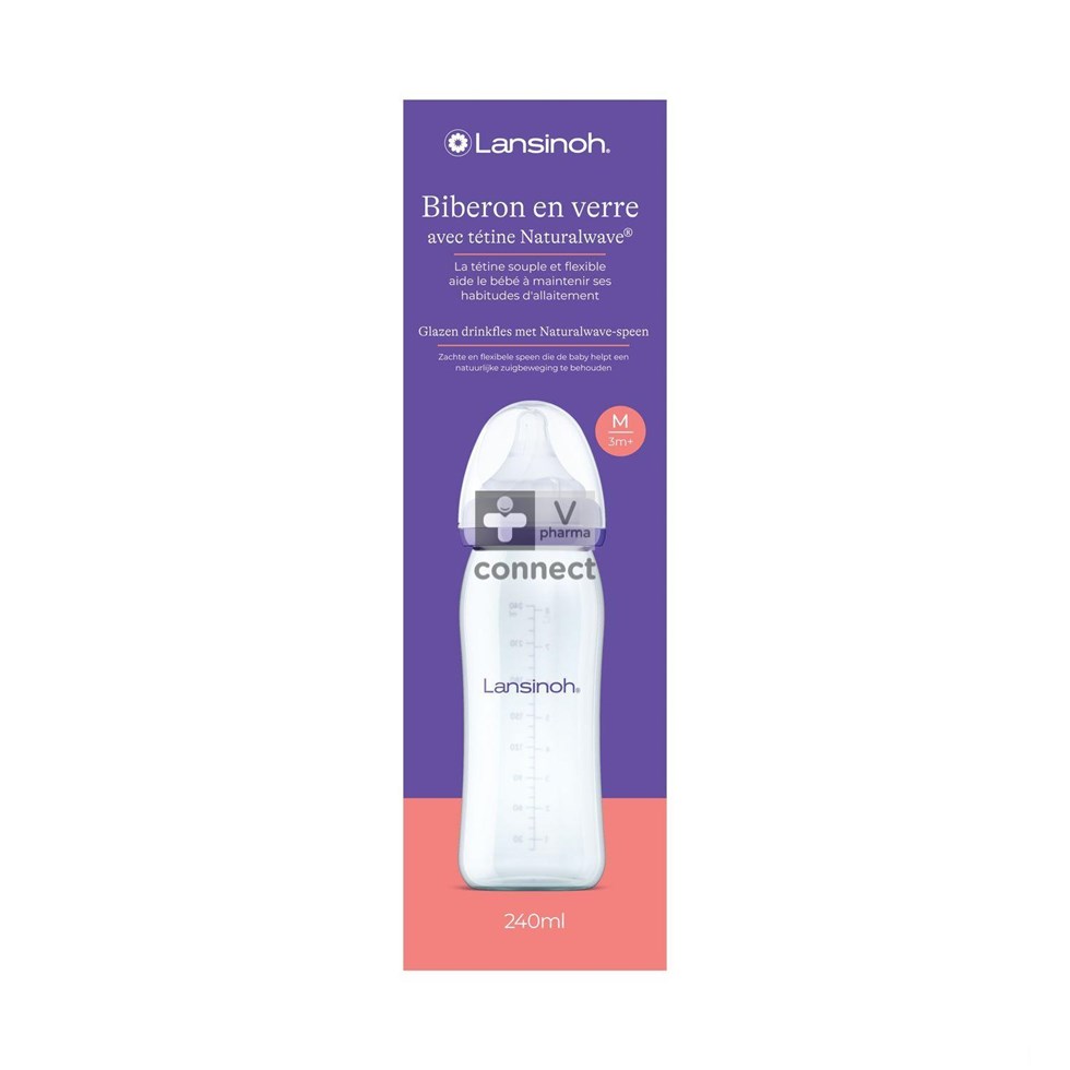 Lansinoh Biberon Verre + Tetine 240 ml