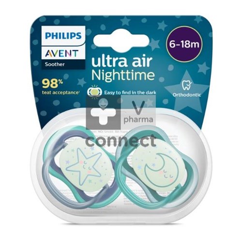 Avent Sucette  6+ Air Night Etoile/Lune