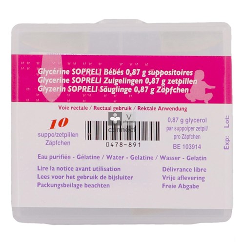 Suppositoires Glycerine Bébés Coniques 10 Pièces Sopreli