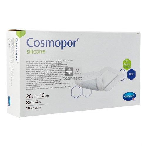 Cosmopor Pansement Silicone 20 X 10 Cm 10 pièces