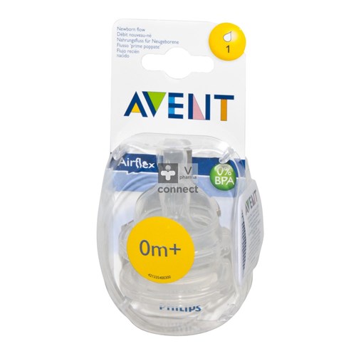 Avent Airflex Tetine Débit 1 Trou Nouveau Né 2 Pièces