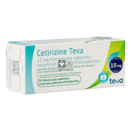 Cetirizine Teva 10mg Filmomh Tabl 20