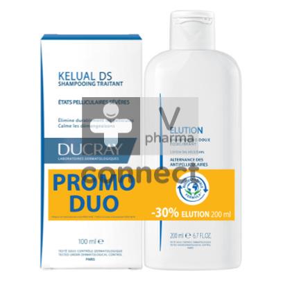 Ducray Elution Shampoing 200 Ml + Kelual Ds 100 Ml Promo