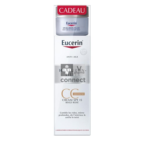 Eucerin Hyaluron Filler CC Cream Medium 50 ml + Soin de Nuit 20 ml Gratuit