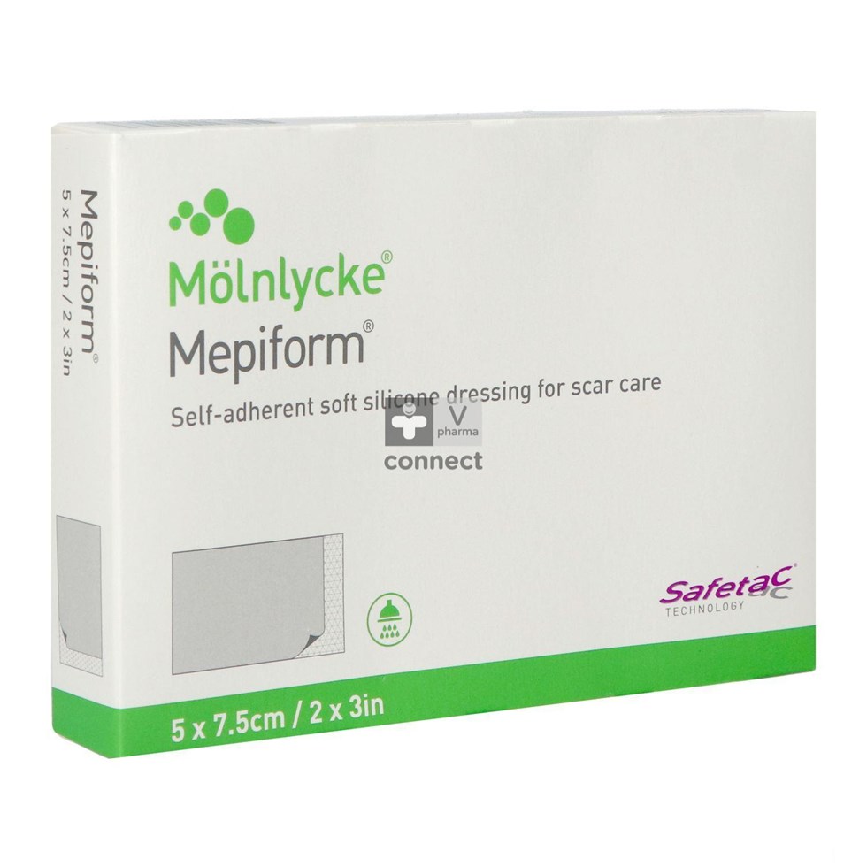 Mepiform Pansement Adhésif Stérile Anit-Cicatrice  5 cm x 7,5 cm 5 Pièces
