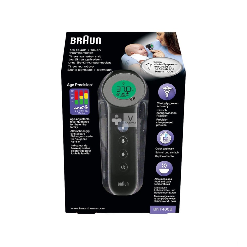 Braun Thermometre Sans Contact + Contact Age Precision Noir