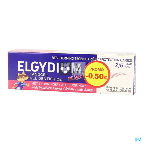 Elgydium Kids Tandp 2-6j R.vrucht.50ml -0,5€ Promo