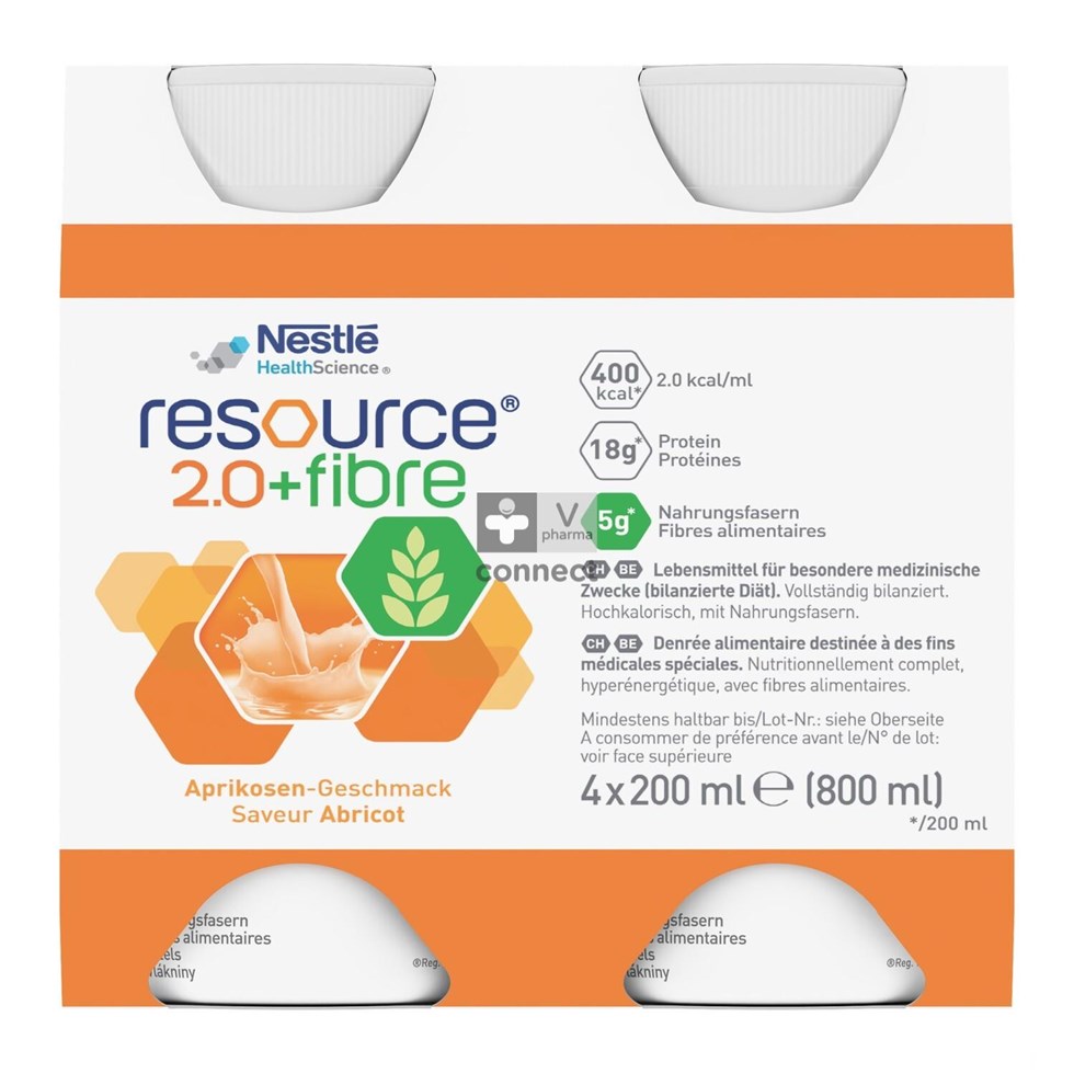Nestle Resource 2.0 Fibre Abricot 4 x 200 ml