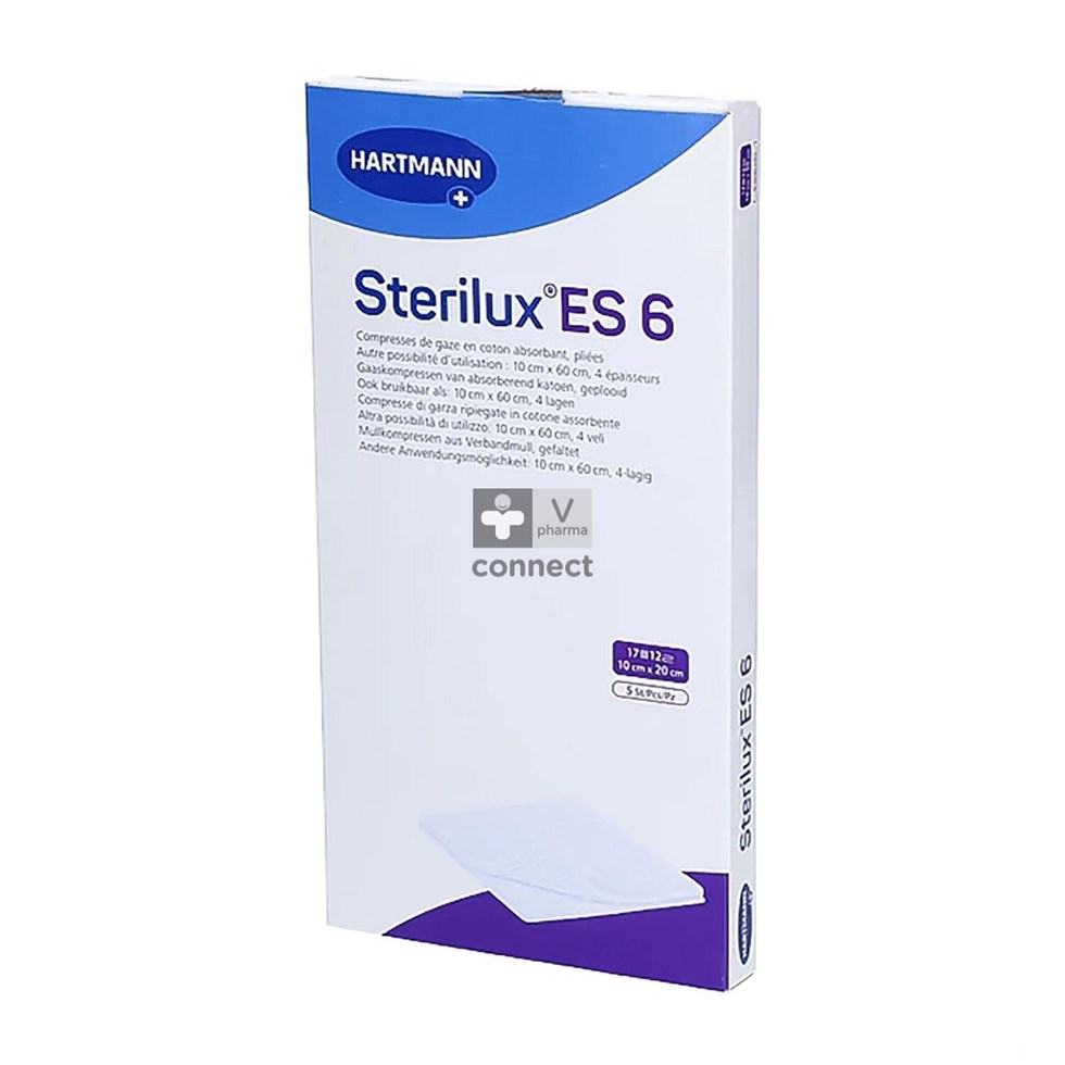 Sterilux Es6 Compresses Steriles 12 Epaisseurs 10cmx20cm 5 Pieces