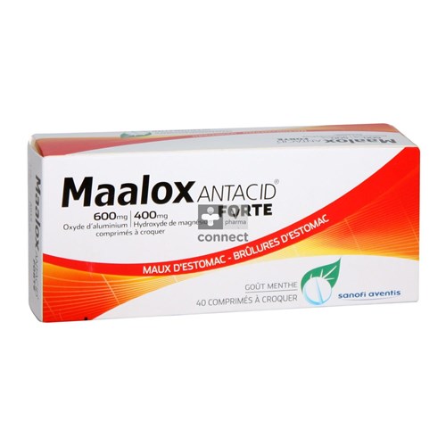 Maalox Antacid Forte 40 Comprimes Goût Menthe