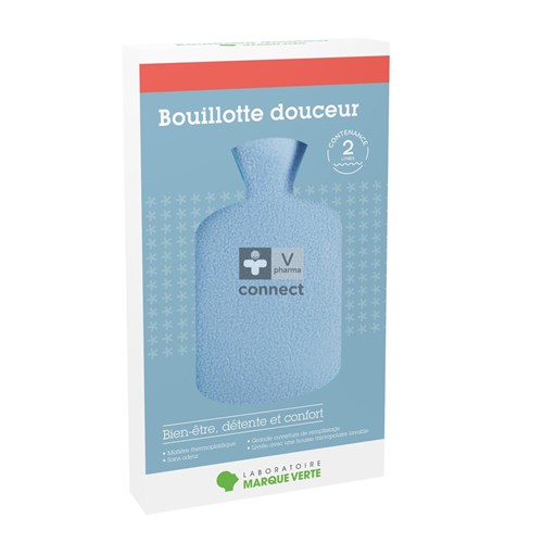 Marque Verte Bouillotte Housse Bleue 2 Litres