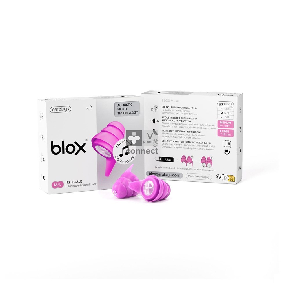 Blox Xperience Music Bouchon Oreille Rose Fluo 1 Paire