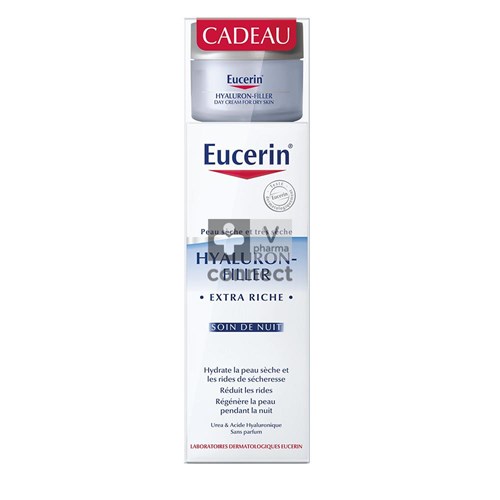 Eucerin Hyaluron Filler Crème de Nuit Extra Riche 50 ml + Soin de Jour 20 ml Gratuit